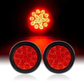 img 4 attached to auovo 4-Inch Round LED Trailer Lights, Waterproof Brake/Stop/Turn Tail Marker Light/Lamp for RV Trucks Trailer (2 Pcs) - 12/24V RED 16-LEDs with Rubber Grommet