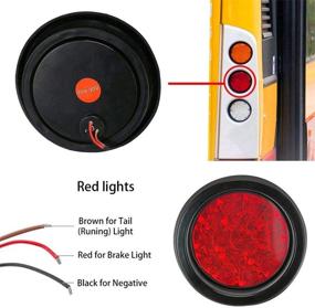 img 2 attached to auovo 4-Inch Round LED Trailer Lights, Waterproof Brake/Stop/Turn Tail Marker Light/Lamp for RV Trucks Trailer (2 Pcs) - 12/24V RED 16-LEDs with Rubber Grommet