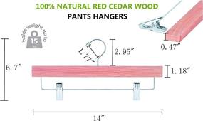 img 2 attached to 👖 12-Pack Amber Home American Red Cedar Wood Pants Hangers- Natural Cedar Wooden Hangers with Adjustable Clips for Trousers, Jeans, Shorts- Ideal for Slacks, Skirts (12 Pack)