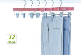 img 3 attached to 👖 12-Pack Amber Home American Red Cedar Wood Pants Hangers- Natural Cedar Wooden Hangers with Adjustable Clips for Trousers, Jeans, Shorts- Ideal for Slacks, Skirts (12 Pack)