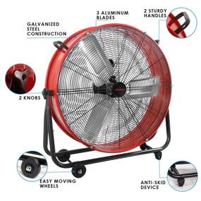 img 1 attached to 🌀 Ken Brown 24 Inch High Velocity Heavy Duty Metal Drum Fan - Powerful 7200CFM Air Circulation | 3 Speeds | 360° Adjustable Tilt | Industrial/Commercial/Residential Use | ETL Safety Listed | 5-Year Warranty | Vibrant Red