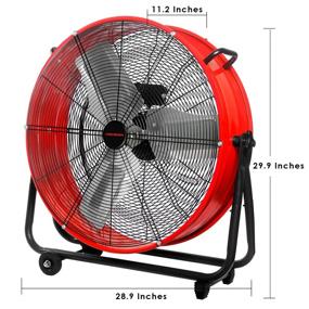 img 2 attached to 🌀 Ken Brown 24 Inch High Velocity Heavy Duty Metal Drum Fan - Powerful 7200CFM Air Circulation | 3 Speeds | 360° Adjustable Tilt | Industrial/Commercial/Residential Use | ETL Safety Listed | 5-Year Warranty | Vibrant Red