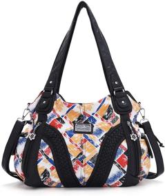 img 4 attached to Натуральные кожаные сумки с несколькими ручками XS160773 для женщин в стиле хобо - сумки и кошельки.