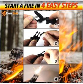 img 1 attached to 🔥 Atomic Bear Adjustable Paracord Bracelet (2 Pack) - Fire Starter - Loud Whistle - Ideal for Hiking, Camping, Fishing, and Hunting - Color: Black & Black+Orange