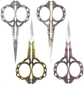 img 4 attached to 🧵 European Style Vintage Sewing Scissors for Artistry & Everyday Needlework - Set of 4 Pairs, 11.5cm