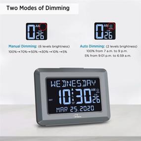 img 1 attached to 🕰️ 7-Inch WallarGe Digital Bedroom Alarm Clock - Autoset with Backup Battery or USB Charger - Large Digital Display with Calendar, Day, and Second - Auto Dimmer or DST Clock - Ideal for Seniors.