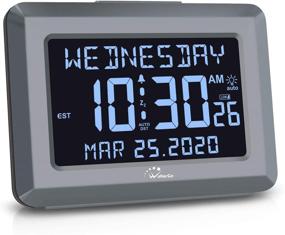 img 4 attached to 🕰️ 7-Inch WallarGe Digital Bedroom Alarm Clock - Autoset with Backup Battery or USB Charger - Large Digital Display with Calendar, Day, and Second - Auto Dimmer or DST Clock - Ideal for Seniors.