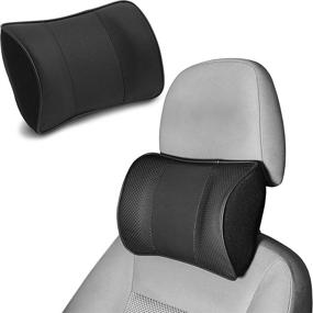 img 4 attached to 🚗 Juvale Car Headrest Pillow: Memory Foam, Black Faux Leather (11 x 8 in, 2 Pack) - Ultimate Comfort for Your Car Travels