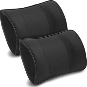 img 1 attached to 🚗 Juvale Car Headrest Pillow: Memory Foam, Black Faux Leather (11 x 8 in, 2 Pack) - Ultimate Comfort for Your Car Travels