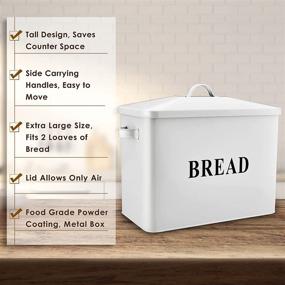 img 2 attached to 🍞 TeamFar Bread Box, Large Steel Metal Modern Farmhouse Collection, 12.8’’ x 11.8’’ x 7.3’’, with Lid for Kitchen Countertop, High Capacity Bread Storage & Holds 2+ Loaves