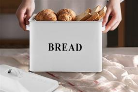 img 1 attached to 🍞 TeamFar Bread Box, Large Steel Metal Modern Farmhouse Collection, 12.8’’ x 11.8’’ x 7.3’’, with Lid for Kitchen Countertop, High Capacity Bread Storage & Holds 2+ Loaves