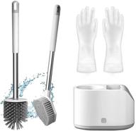 toilet bowl cleaner brush set with silicone brush, holder, cleaning gloves, and 2pcs different bathroom brush heads for efficient deep cleaning & organization logo