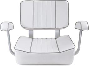 img 3 attached to 🚤 Grey Piping Captain's Boat Seat with Armrest