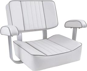 img 4 attached to 🚤 Grey Piping Captain's Boat Seat with Armrest