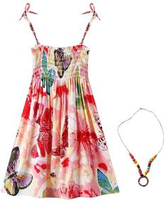 img 4 attached to 🌈 Stylish Flenwgo Bohemian Sleeveless Rainbow Beach Sundress for Girls' Clothing
