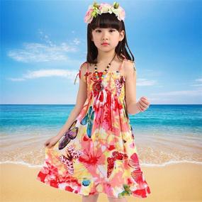 img 3 attached to 🌈 Stylish Flenwgo Bohemian Sleeveless Rainbow Beach Sundress for Girls' Clothing
