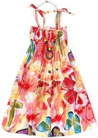 img 2 attached to 🌈 Stylish Flenwgo Bohemian Sleeveless Rainbow Beach Sundress for Girls' Clothing