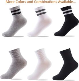 img 1 attached to Get Your Boys Ready with Oohmy 6-Pack Cotton Athletic Ankle Socks - Black, Grey & White! Sized for M, Ages 5-8.