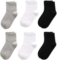 get your boys ready with oohmy 6-pack cotton athletic ankle socks - black, grey & white! sized for m, ages 5-8. logo