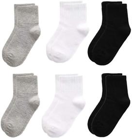 img 4 attached to Get Your Boys Ready with Oohmy 6-Pack Cotton Athletic Ankle Socks - Black, Grey & White! Sized for M, Ages 5-8.