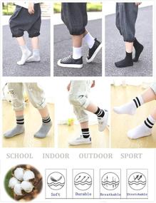 img 3 attached to Get Your Boys Ready with Oohmy 6-Pack Cotton Athletic Ankle Socks - Black, Grey & White! Sized for M, Ages 5-8.
