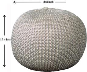 img 2 attached to 🪑 L.R. Resources Fairbanks Bone Silver Knitted Pouf Ottoman - Enhance Your Space with Ivory/Silver Elegance