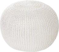 🪑 l.r. resources fairbanks bone silver knitted pouf ottoman - enhance your space with ivory/silver elegance logo