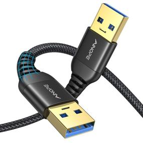 img 4 attached to 🔌 AINOPE USB 3.0 A to A Male Cable 3.3FT+3.3FT, Прочный USB 3.0 кабель A к A, [дизайн без порывов], двусторонний USB мужской кабель для жестких дисков, DVD-плеера, ноутбука - стильный чёрный