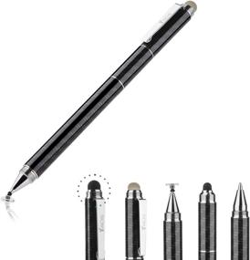 img 4 attached to ✒️ Yacig Capacitive Stylus Pen: 4-in-1 High Sensitivity Touch Screen Pen for Universal Devices - Clear Disc Tip, Black Rubber Tip & Mesh Fiber Tip - Black