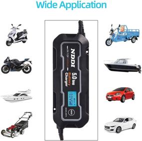 img 3 attached to 🔋 Автоматическое зарядное устройство для аккумуляторов NDDI: портативное зарядное устройство с током зарядки 5 А для 6V и 12V с ЖК-дисплеем - идеально подходит для мотоциклов, автомобилей, лодок и газонокосилок.