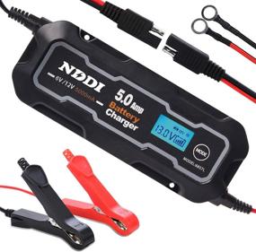 img 4 attached to 🔋 Автоматическое зарядное устройство для аккумуляторов NDDI: портативное зарядное устройство с током зарядки 5 А для 6V и 12V с ЖК-дисплеем - идеально подходит для мотоциклов, автомобилей, лодок и газонокосилок.