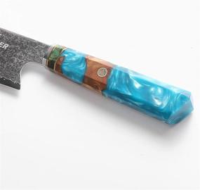 img 1 attached to 🔪 Nineponder 8 Inch Gorgeous Ocean Blue Damascus Chef Knife - Japanese Stainless Steel Cutter for Vegetable Dicing, Meat Carving, and More! Perfect Gift in Elegant Gift Box