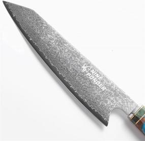 img 2 attached to 🔪 Nineponder 8 Inch Gorgeous Ocean Blue Damascus Chef Knife - Japanese Stainless Steel Cutter for Vegetable Dicing, Meat Carving, and More! Perfect Gift in Elegant Gift Box