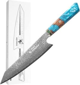 img 4 attached to 🔪 Nineponder 8 Inch Gorgeous Ocean Blue Damascus Chef Knife - Japanese Stainless Steel Cutter for Vegetable Dicing, Meat Carving, and More! Perfect Gift in Elegant Gift Box