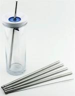 🥤 set of 4 cocostraw perfectfit 18/8 stainless steel drinking straws for contigo shake and go 20 oz auto close tumbler - includes cleaning brush logo