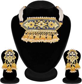 img 3 attached to Aheli Traditional Necklace Earrings Bollywood Women's Jewelry
