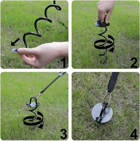 img 1 attached to ABCCANOPY Spiral Ground Anchor with Dog Tie-Out, Trampoline Anchor Stakes for 🏕️ Swing Sets, Portable Basketball Goal, Tent - Includes Bonus Tie-Downs for Dog Tethering (4Pcs)