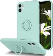 📱 domaver iphone 11 case: slim, shockproof phone cover with 360° ring holder kickstand and car mount support, light green logo