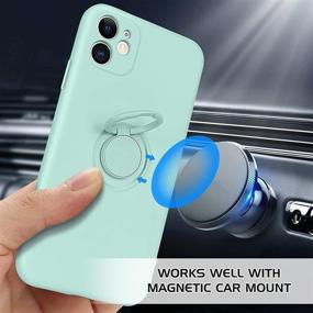 img 3 attached to 📱 DOMAVER iPhone 11 Case: Slim, Shockproof Phone Cover with 360° Ring Holder Kickstand and Car Mount Support, Light Green