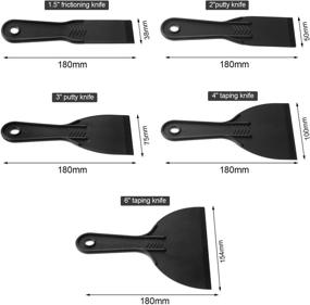 img 2 attached to 🔧 5-Piece Set of Flexible Plastic Putty Knives for Spackling, Patching, Decals, Wallpaper, Baking, Wall, Car Putty, and Painting (Black, Size Set 2)