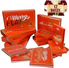 img 4 attached to Красные и золотые подарочные коробки с крышками (12 штук) - 4 коробки для рубашек, 4 коробки для халатов и 4 коробки для белья - премиум-коробки для подарков на Рождество - различные маленькие, средние и большие коробки для упаковки подарков.