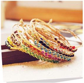 img 2 attached to 🌈 The Woo's 9 Pcs Friendship Wish Bracelets Set - Handmade String Beaded Bracelets, Raffia Adjustable Braided Woven Bracelets, Colorful Crystal Knotted Bracelets for Women & Girls - DIY Accessory