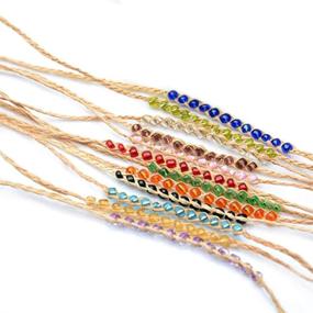 img 3 attached to 🌈 The Woo's 9 Pcs Friendship Wish Bracelets Set - Handmade String Beaded Bracelets, Raffia Adjustable Braided Woven Bracelets, Colorful Crystal Knotted Bracelets for Women & Girls - DIY Accessory