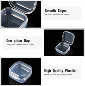 img 2 attached to 📦 36 Clear Plastic Rectangle Containers for Beads and Jewelry Storage - Transparent Storage Box Case with Hinged Lid for Small Items (1.3 x 1.3 x 0.7 Inches)