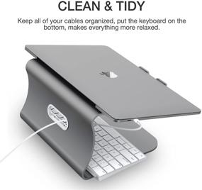 img 2 attached to 💻 Top-rated Aluminum Laptop Stand - Efficient Cooling Computer Stand & Holder for Apple MacBook Air, MacBook Pro, and All Notebooks - Grey (Patented)