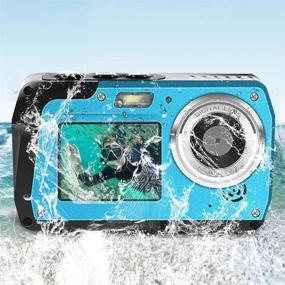 img 1 attached to Blue Waterproof Camera 2.7K Underwater Cameras 48 MP Camcorder Camera Dual Screen TFT Displays Selfie Video Recorder Waterproof Digital Camera with Flash Light