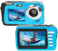 blue waterproof camera 2.7k underwater cameras 48 mp camcorder camera dual screen tft displays selfie video recorder waterproof digital camera with flash light logo