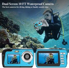 img 2 attached to Голубая водонепроницаемая камера 2.7K Подводная камера 48 МП Камкордер Камера с двумя экранами TFT Дисплеи, видеорегистратор Selfie, водонепроницаемая цифровая камера со вспышкой