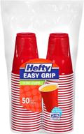 🔴 high-quality hefty easy grip plastic party cups in red - pack of 50, 9 ounce size logo