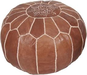 img 4 attached to Moroccan Ottoman Footstool Hand Stitched Unstuffed Home Decor in Poufs